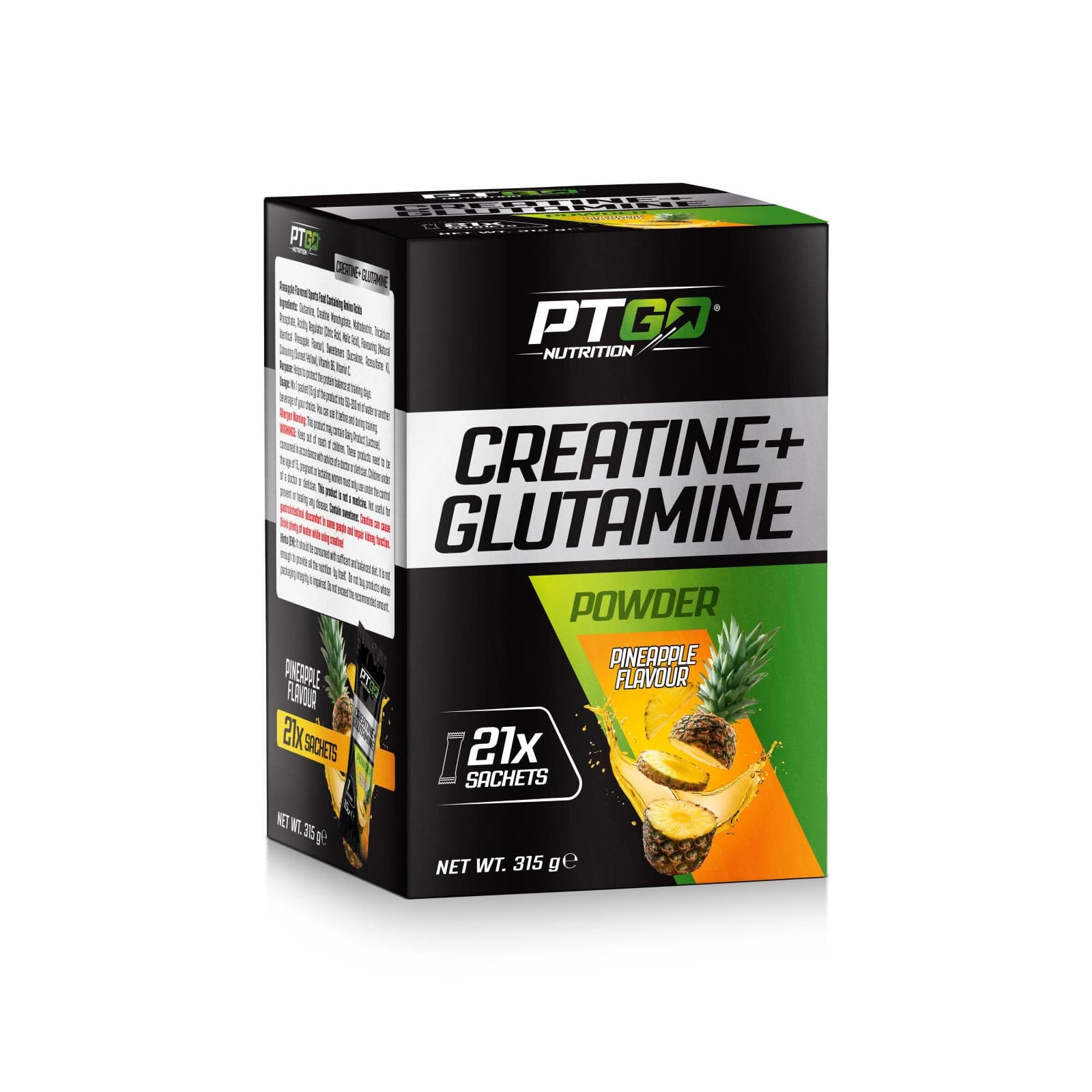 PTGO Nutrition Creatine+Glutamine 21 Şase x 15 Gr. Ananas Aromalı — görsel 2