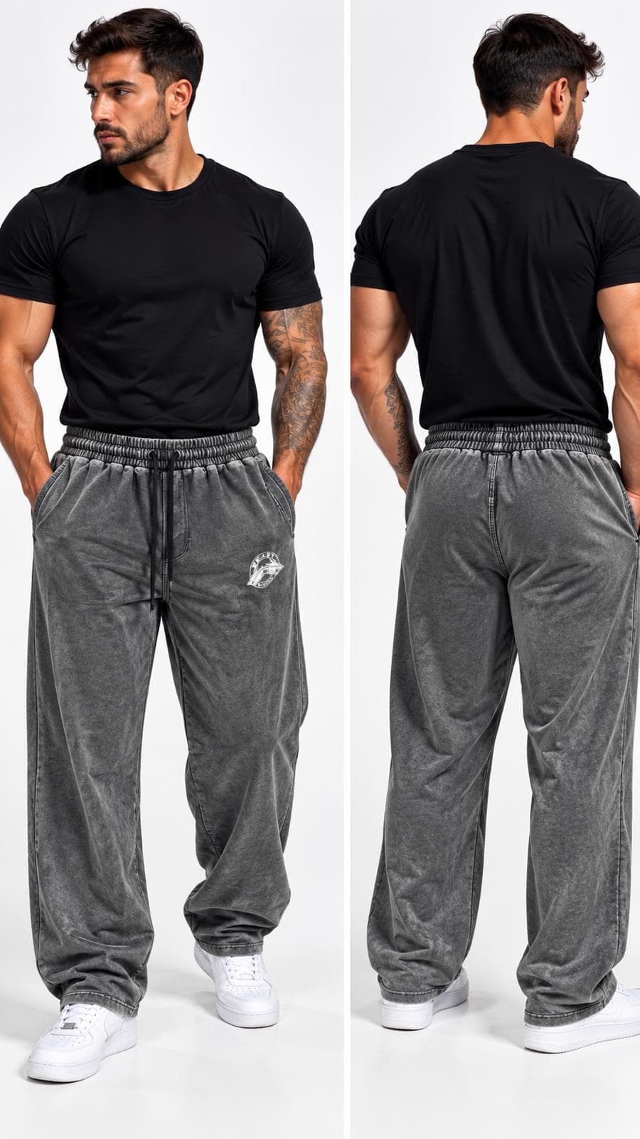 Beast Mode Bolpaça Yıkamalı Gri Pantolon